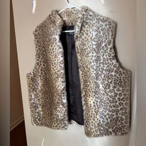Fabulous Furs Leopard Print Faux Fur Vest